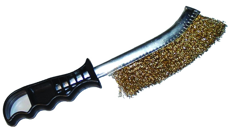 Brss plated steel wire brush with plastic handle
